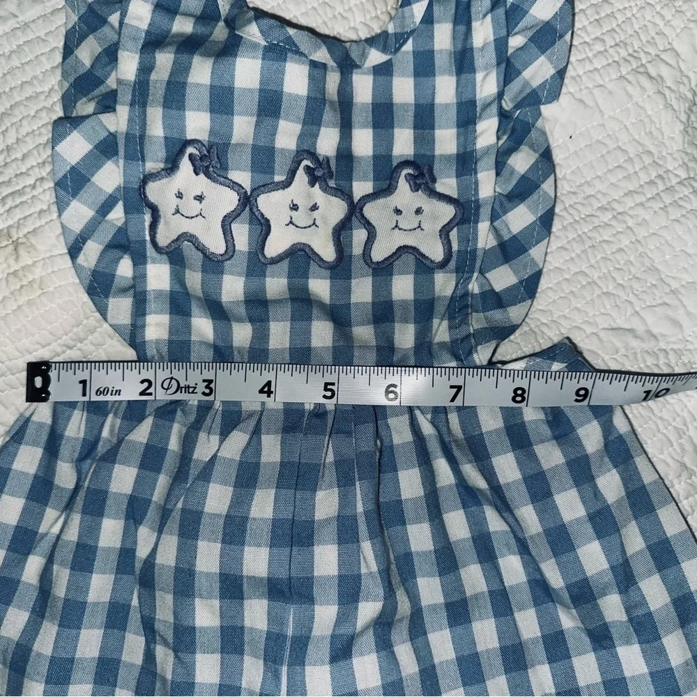 Carters Blue and white‎ large gingham checked pinafore romper